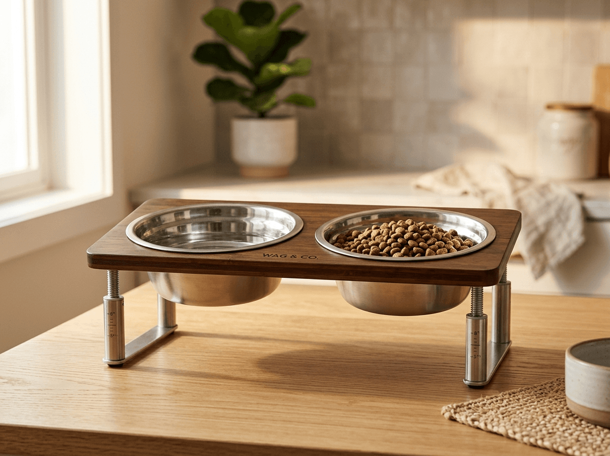 Elevated Dog Food Bowls (Stainless, Adjustable)