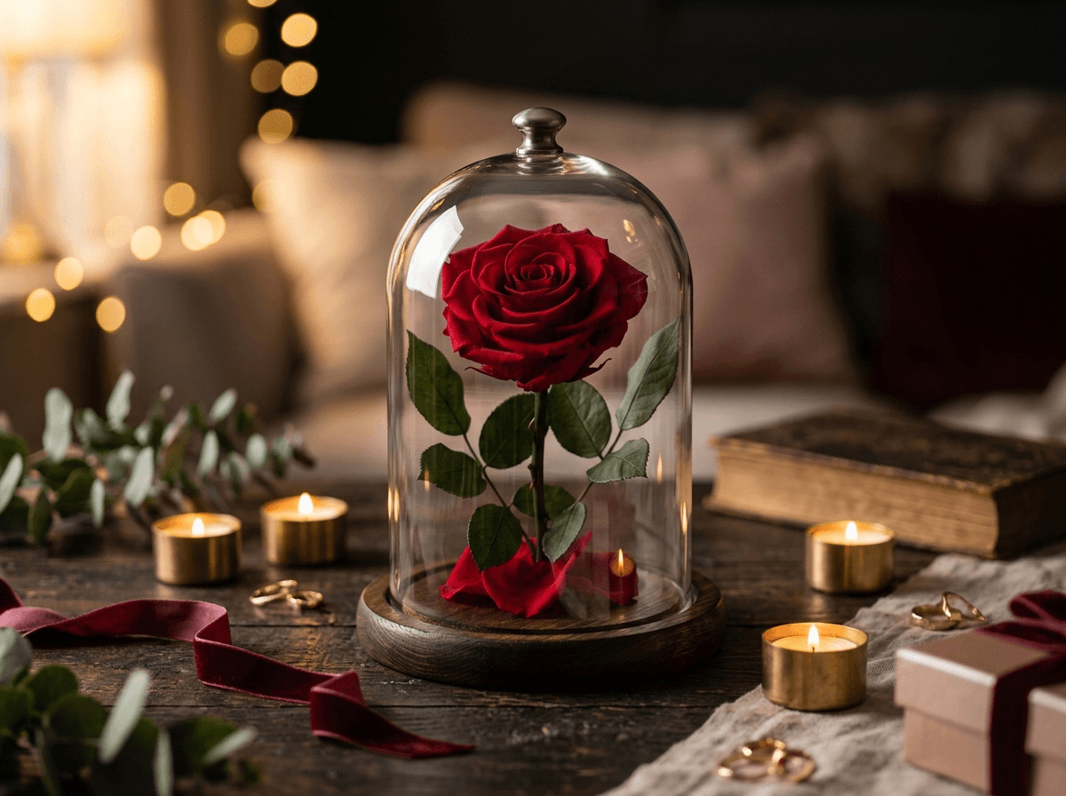 Preserved Rose in Glass Dome